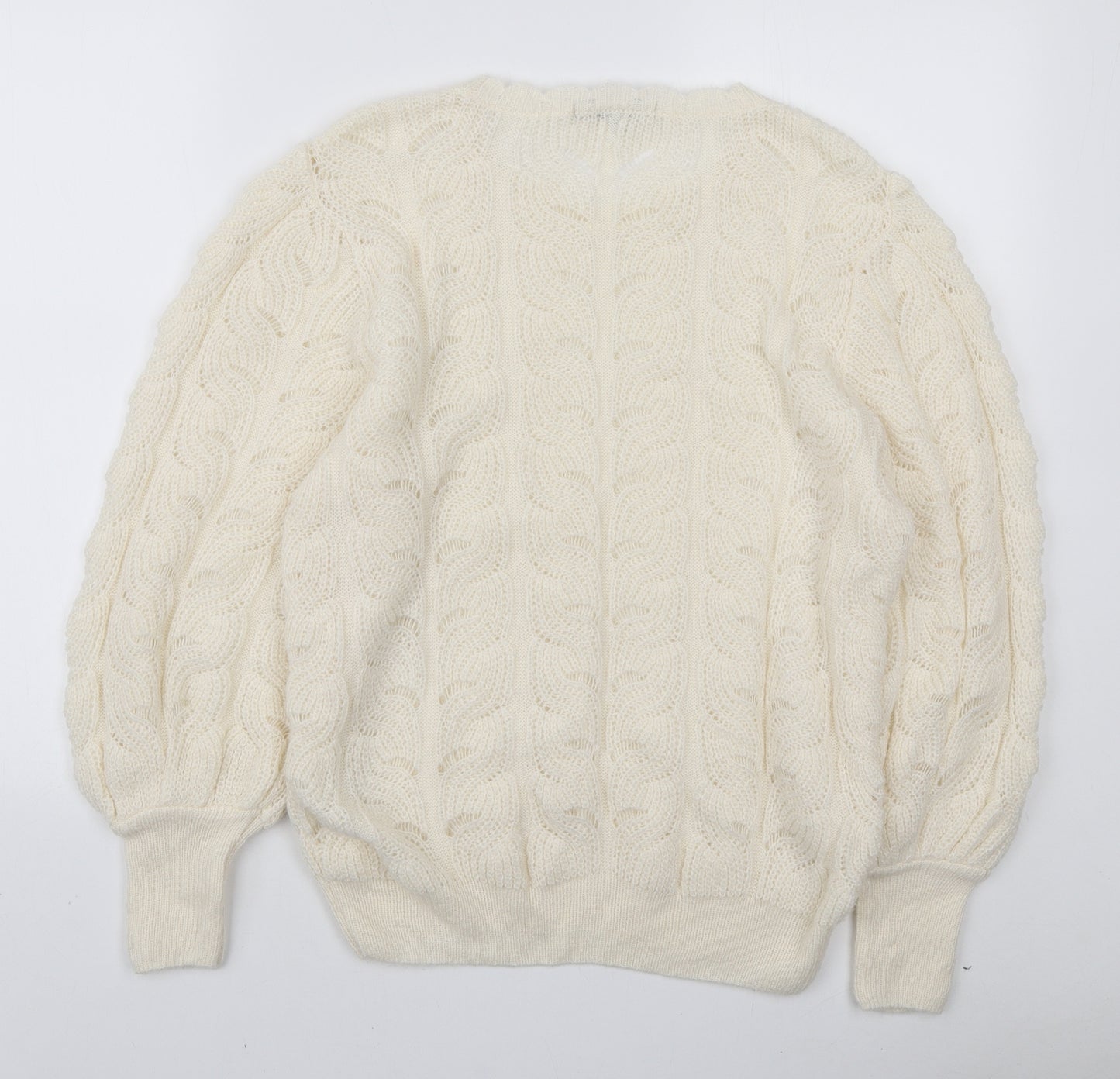 NEXT Womens Ivory Round Neck Acrylic Pullover Jumper Size 14