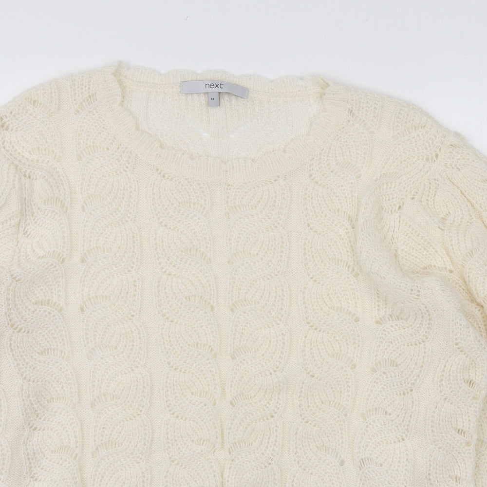 NEXT Womens Ivory Round Neck Acrylic Pullover Jumper Size 14
