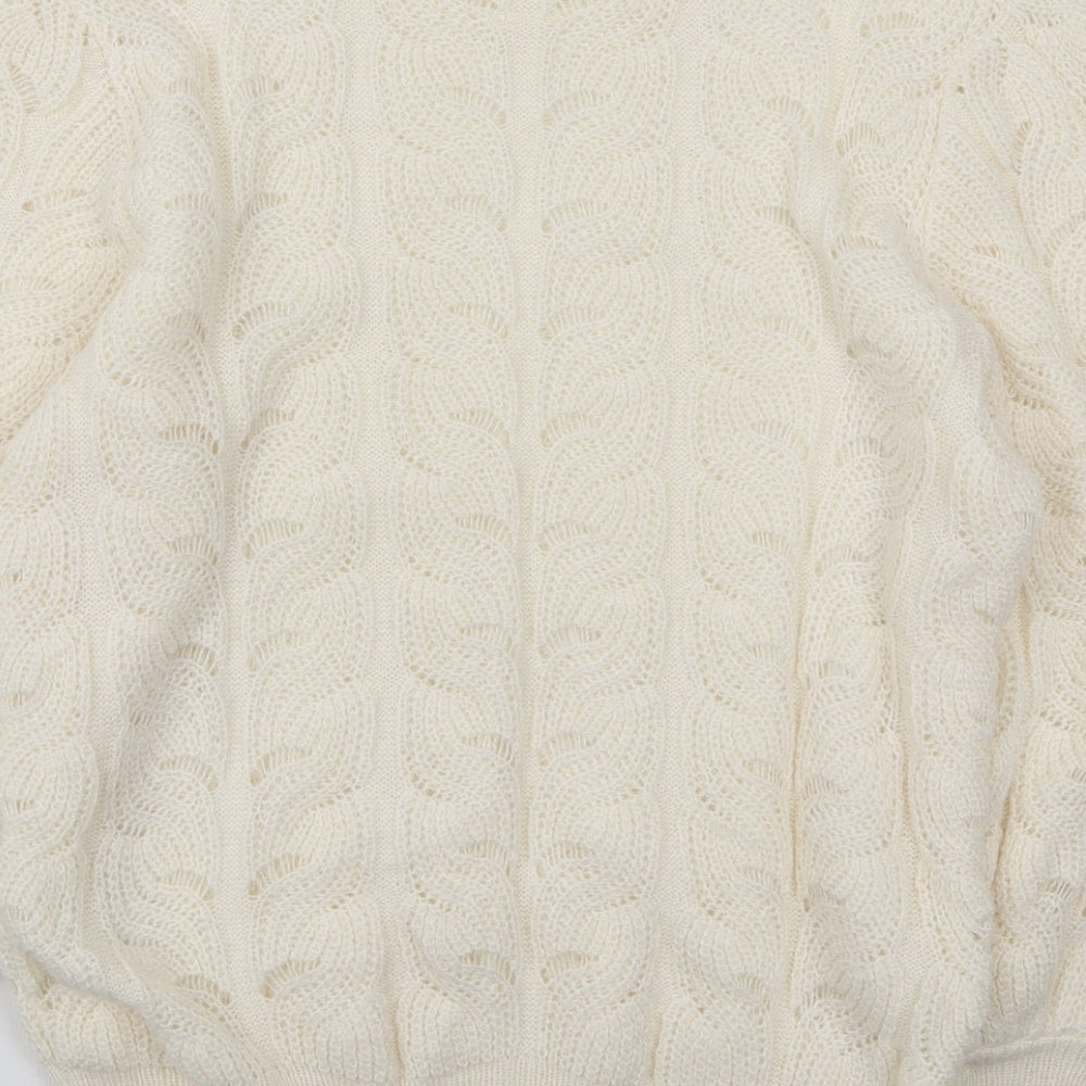 NEXT Womens Ivory Round Neck Acrylic Pullover Jumper Size 14