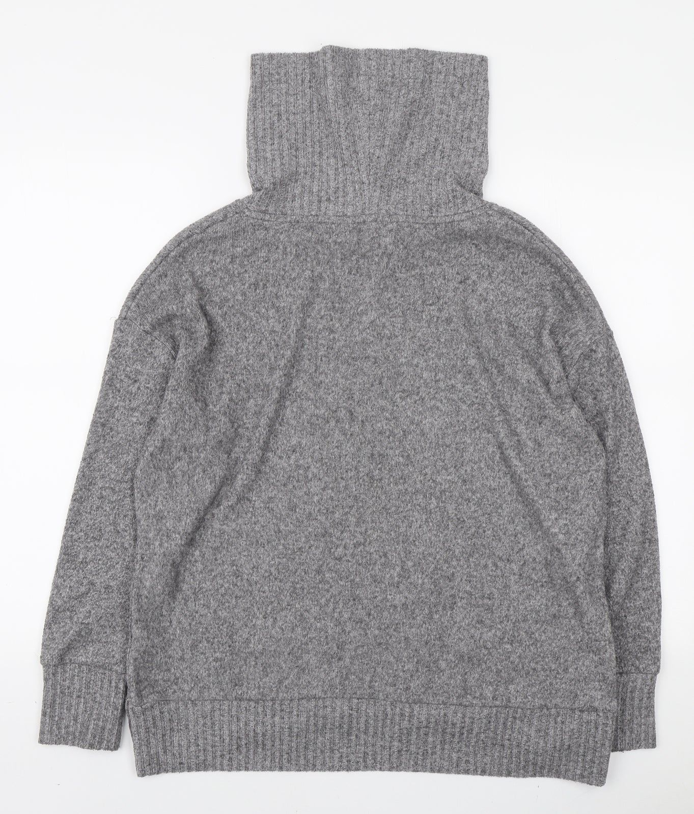 F&F Womens Grey High Neck Polyester Henley Jumper Size 10