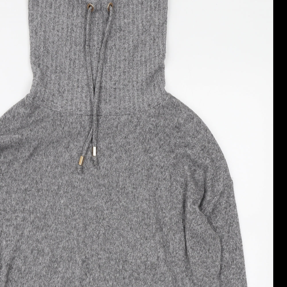 F&F Womens Grey High Neck Polyester Henley Jumper Size 10