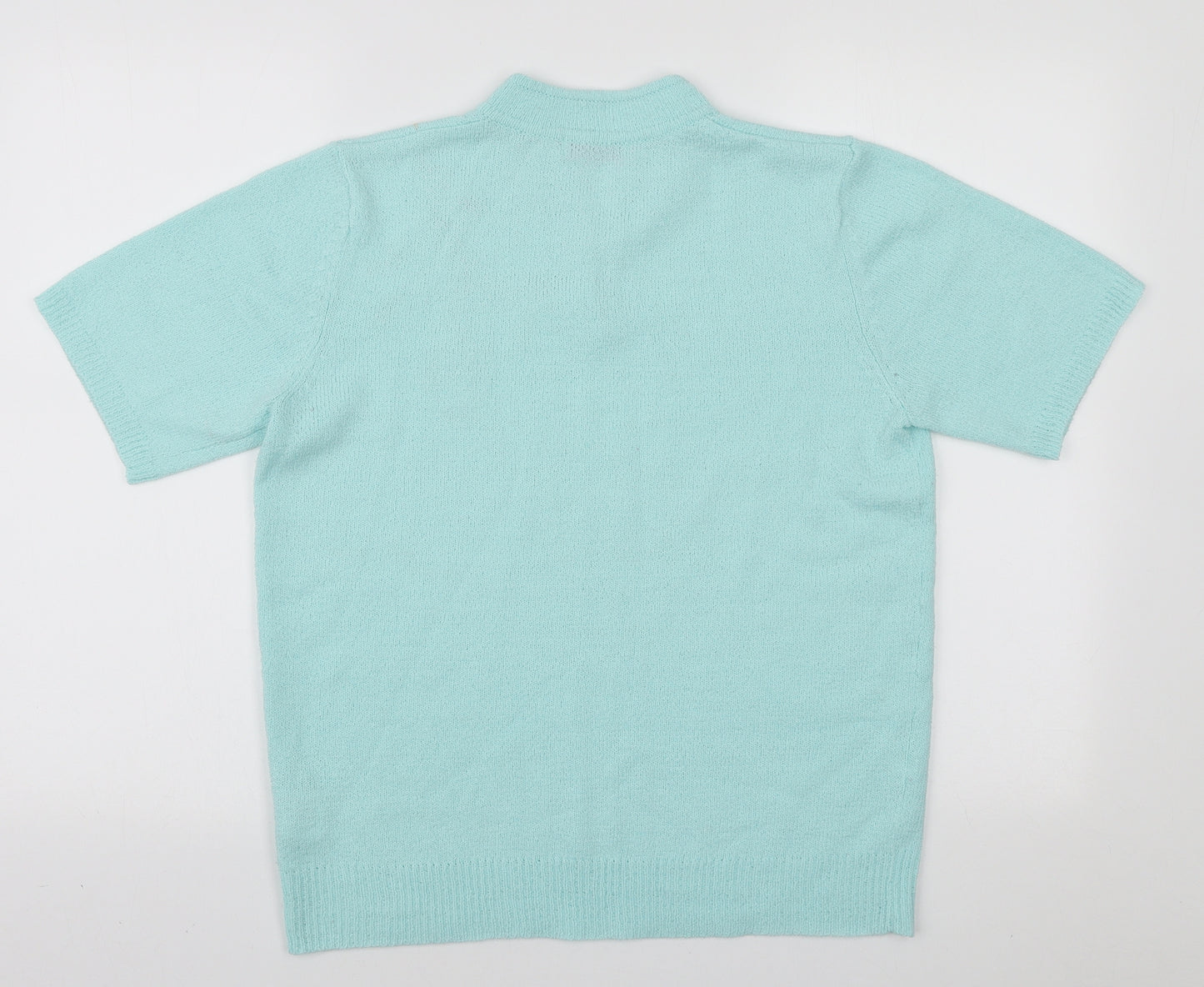 Bonmarché Womens Blue Acrylic Basic T-Shirt Size M Collared