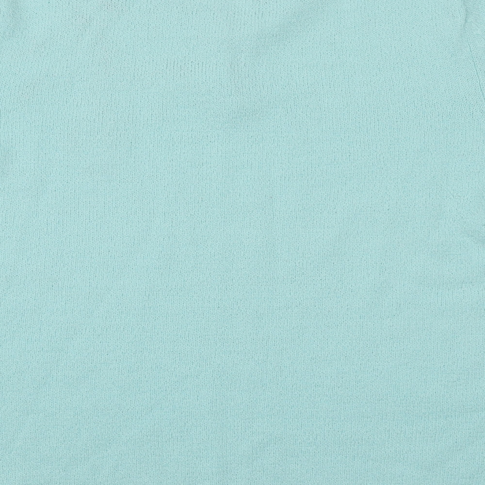 Bonmarché Womens Blue Acrylic Basic T-Shirt Size M Collared
