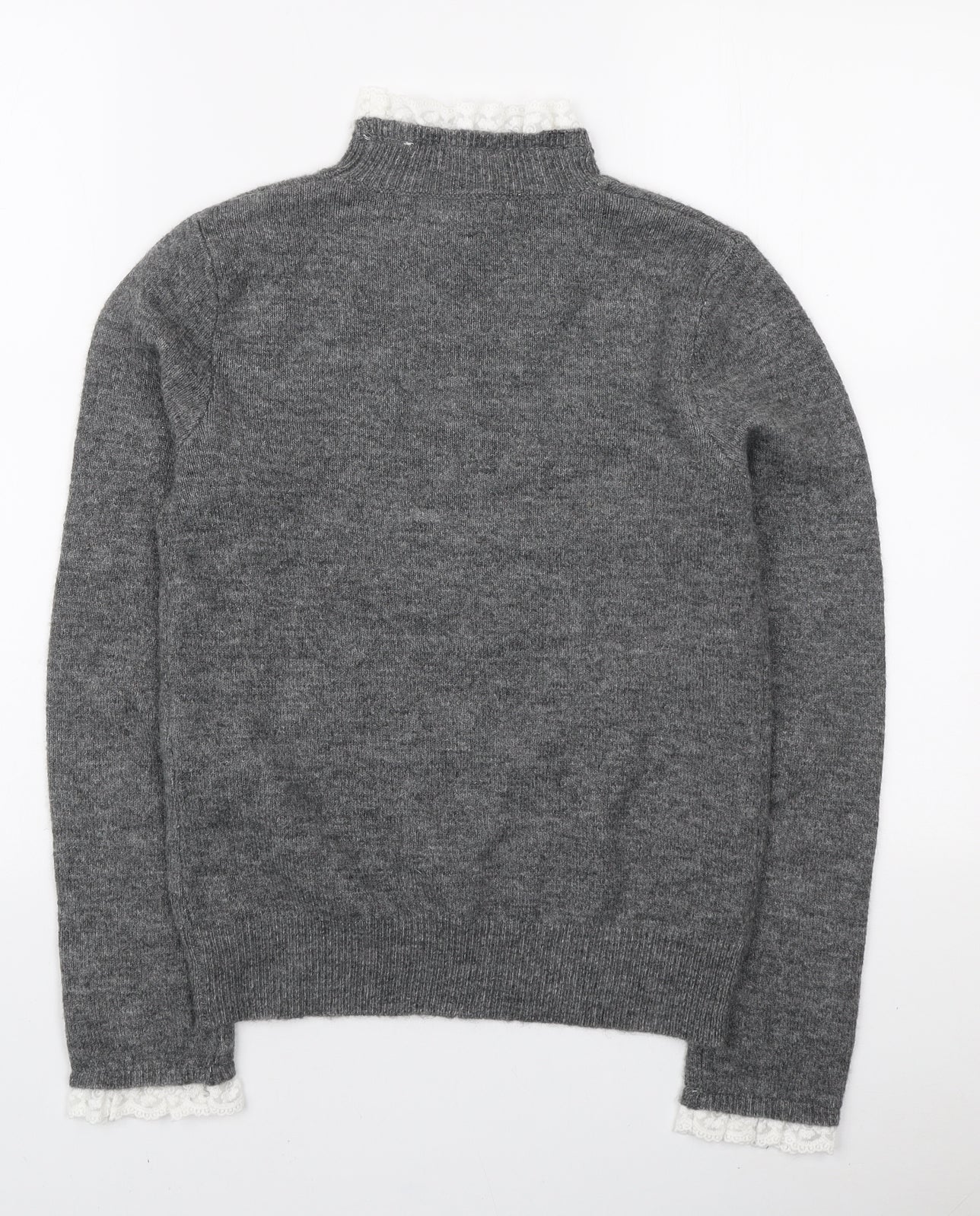 Primark Womens Grey Mock Neck Polyester Pullover Jumper Size XS - Frill Detail