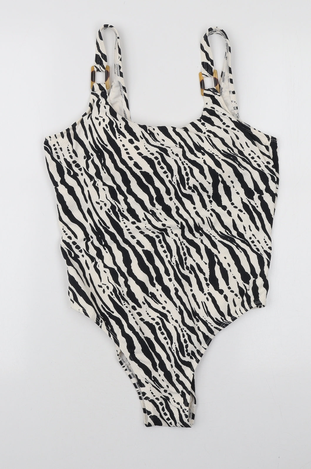 Primark Womens White Animal Print Polyamide One Piece Size 12 - Zebra Print
