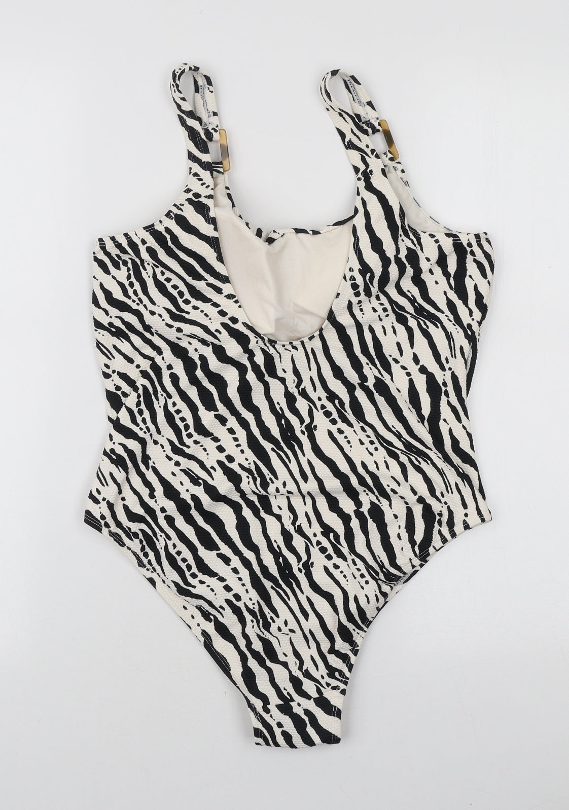 Primark Womens White Animal Print Polyamide One Piece Size 12 - Zebra Print