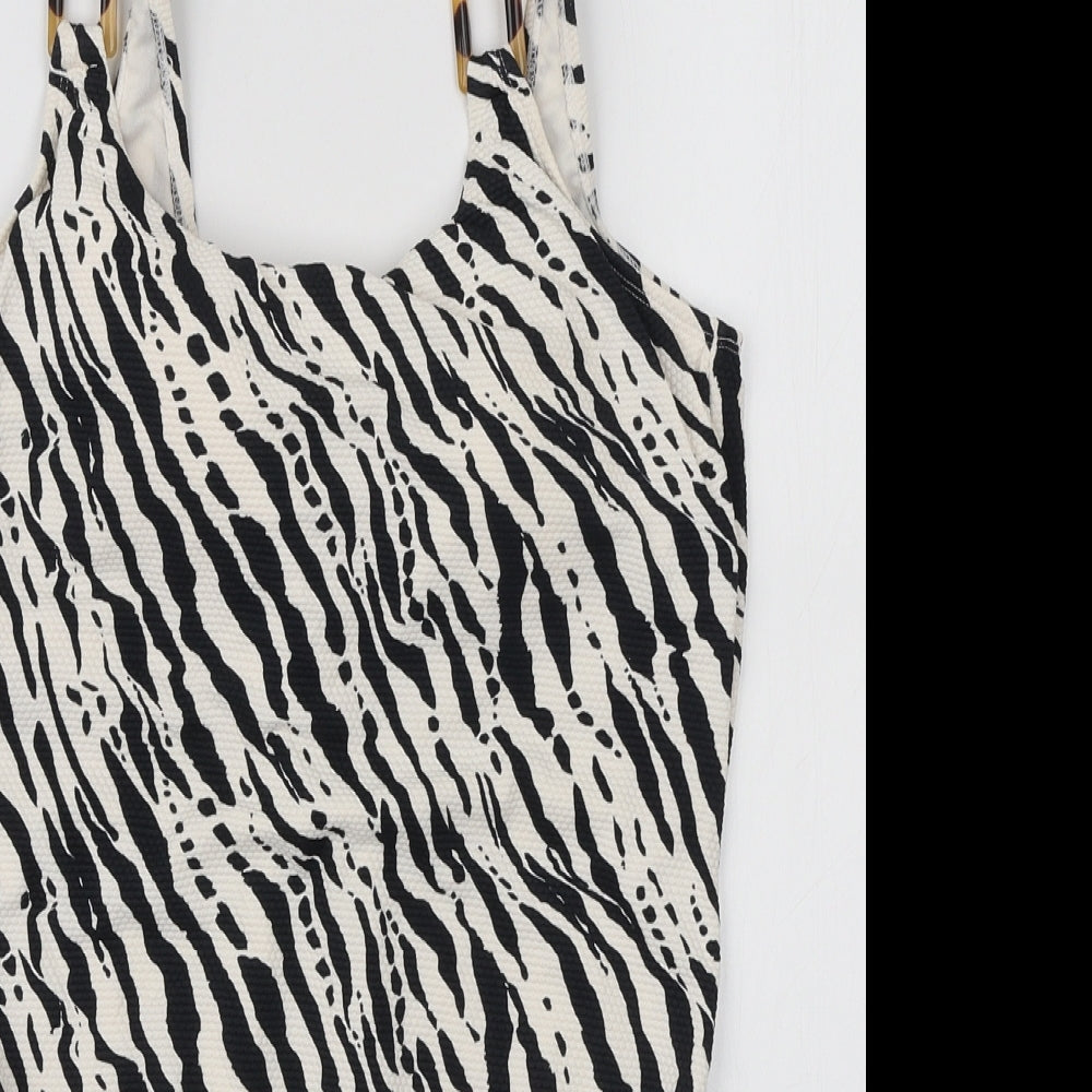 Primark Womens White Animal Print Polyamide One Piece Size 12 - Zebra Print