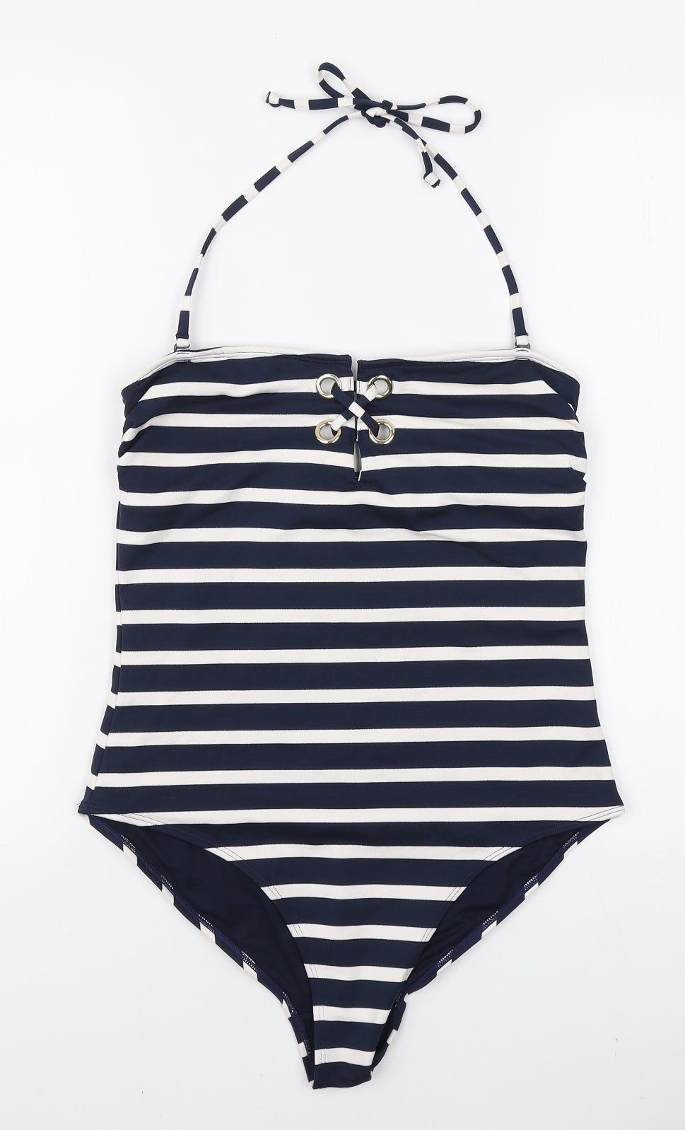 Dunnes Stores Womens Blue Striped Nylon One Piece Size 14