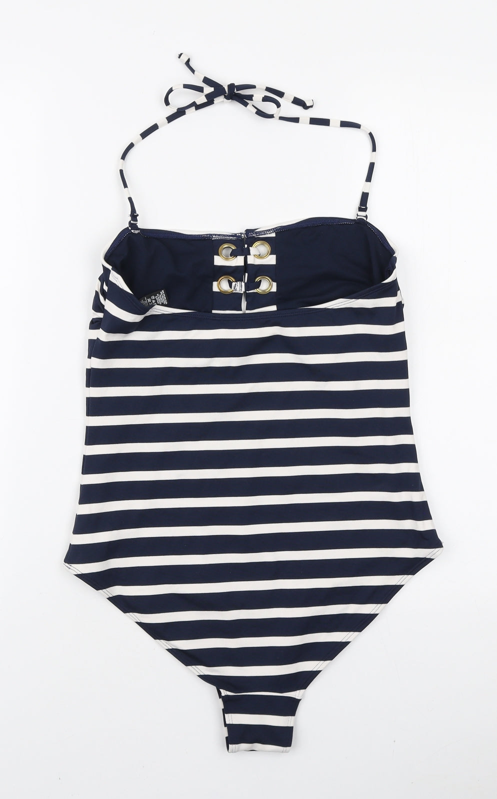 Dunnes Stores Womens Blue Striped Nylon One Piece Size 14