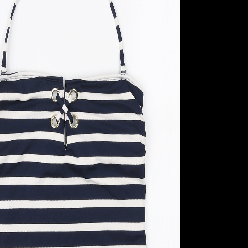 Dunnes Stores Womens Blue Striped Nylon One Piece Size 14