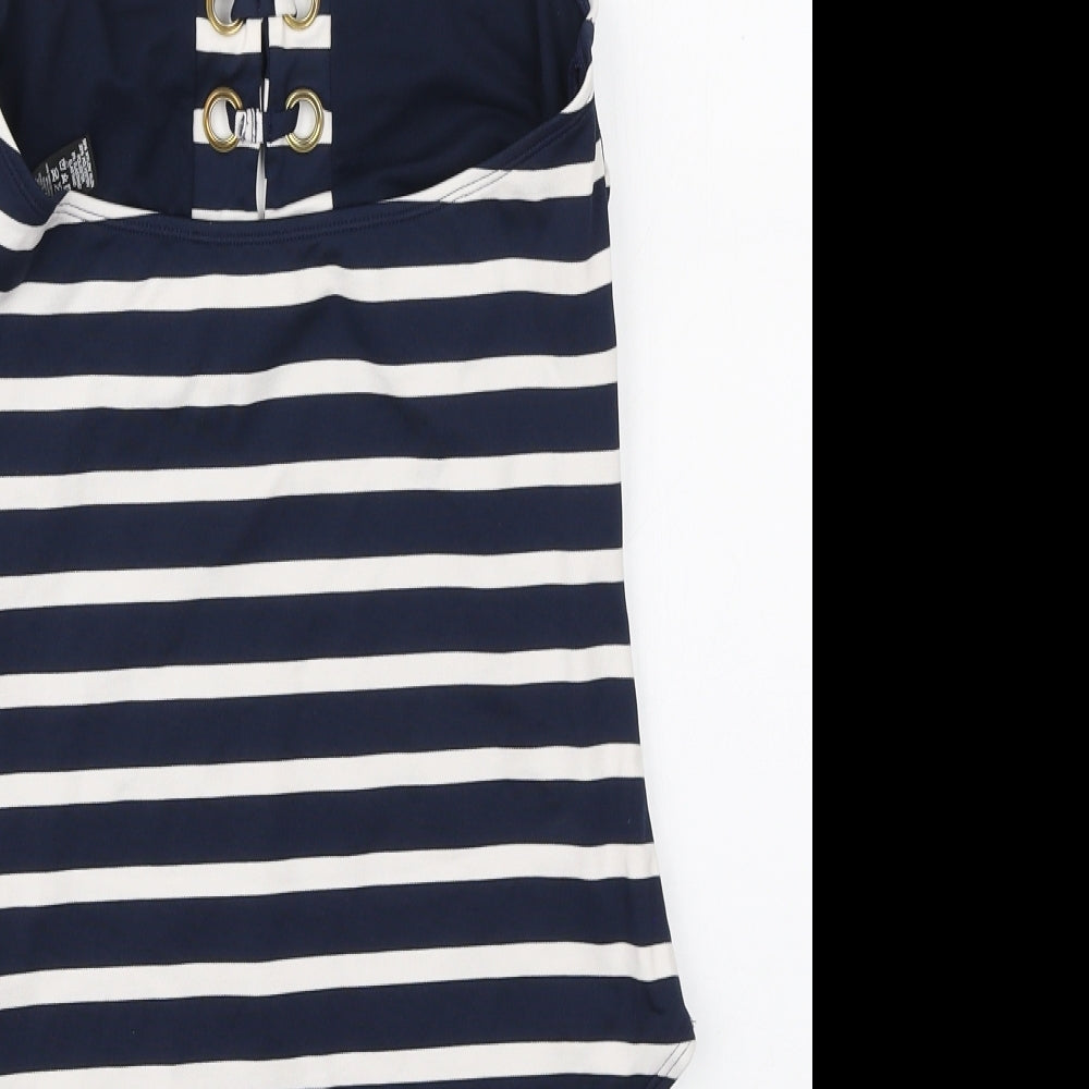 Dunnes Stores Womens Blue Striped Nylon One Piece Size 14