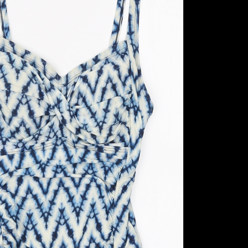 Marks and Spencer Womens Blue Tie Dye Polyamide One Piece Size 14