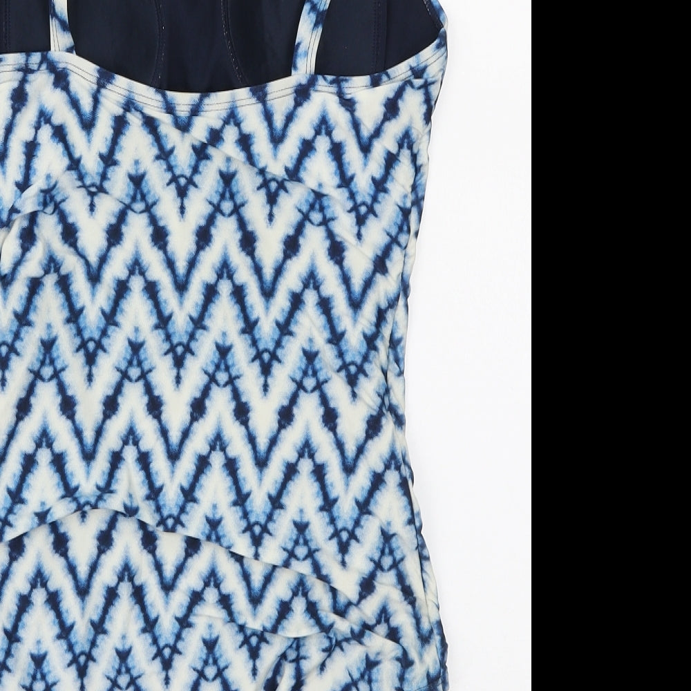 Marks and Spencer Womens Blue Tie Dye Polyamide One Piece Size 14