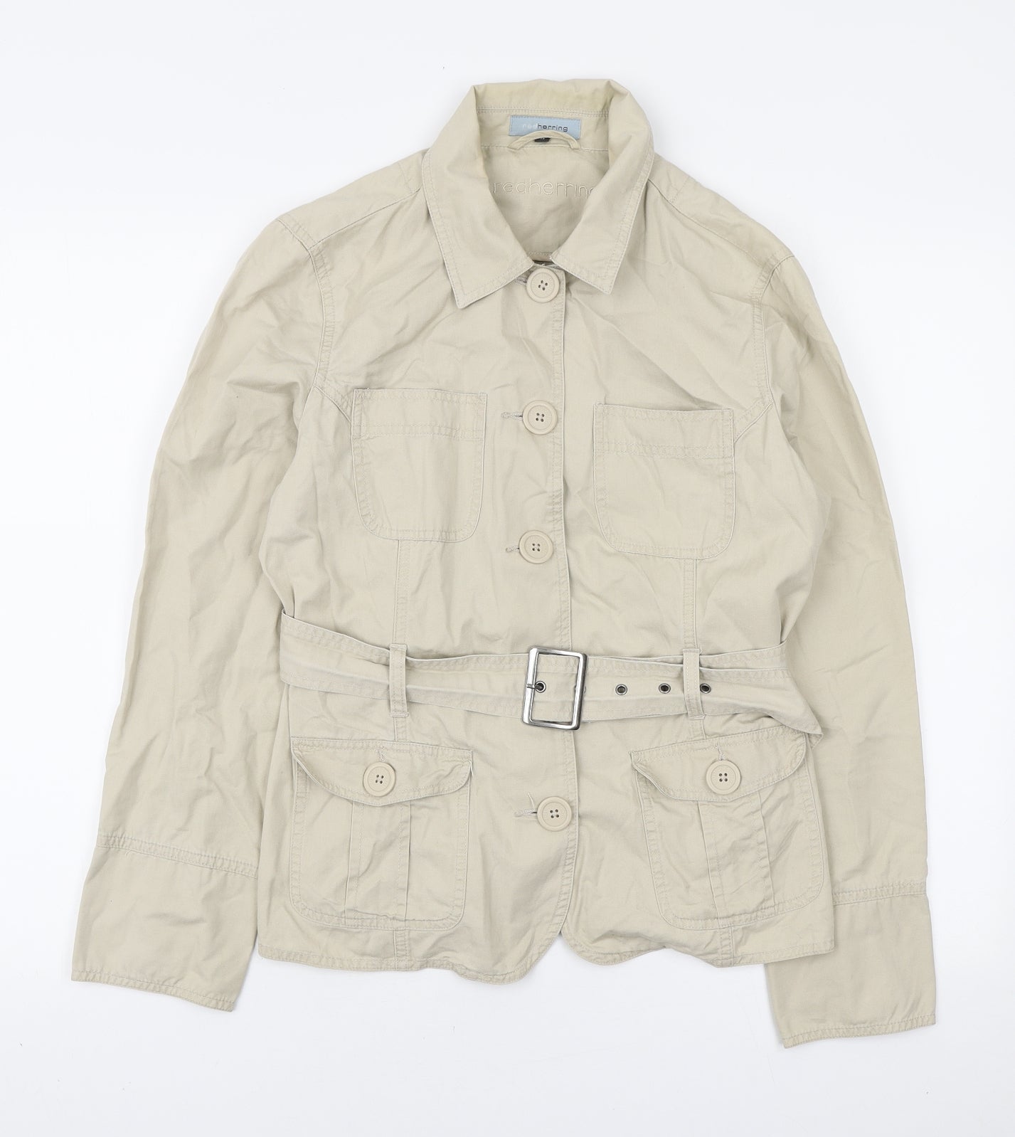 Debenhams Womens Beige Trench Coat Jacket Size 14 Button