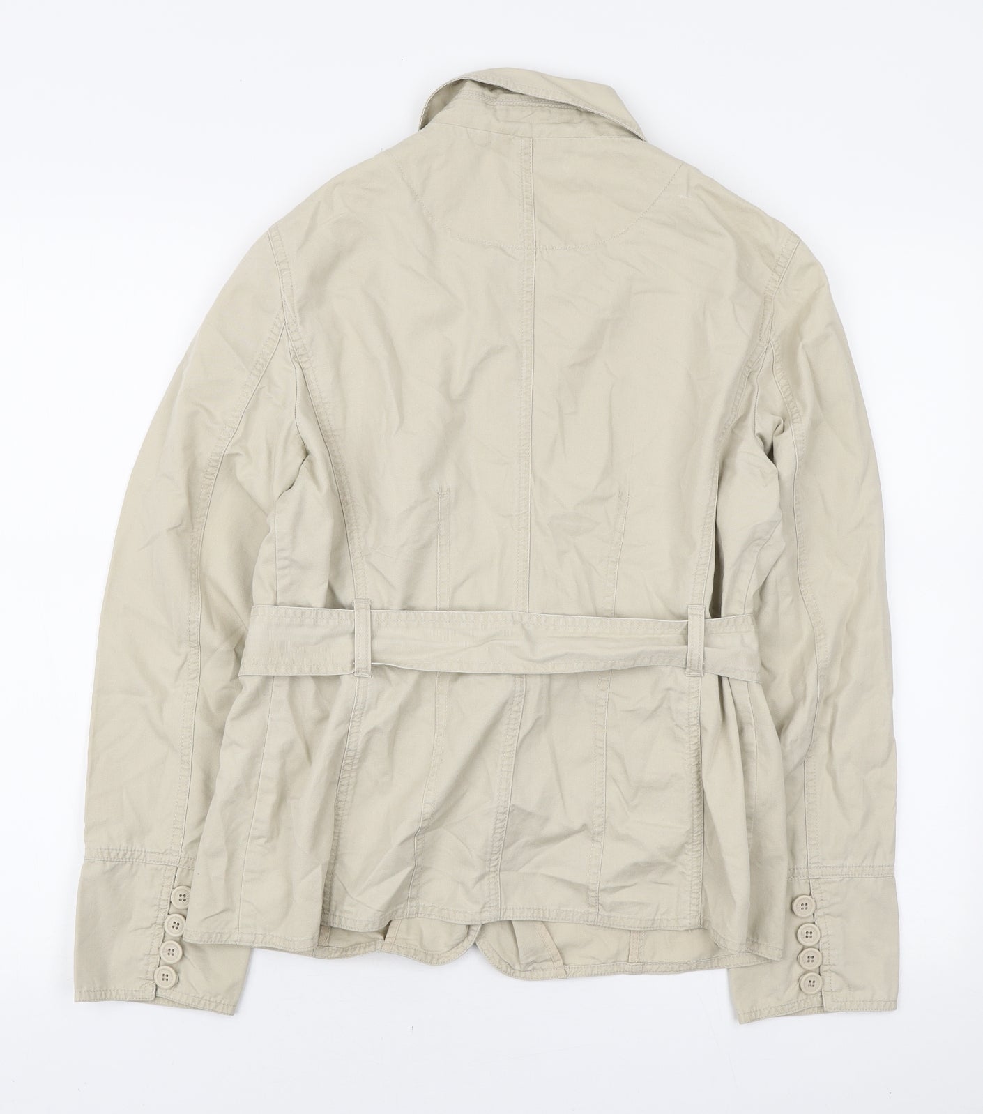 Debenhams Womens Beige Trench Coat Jacket Size 14 Button
