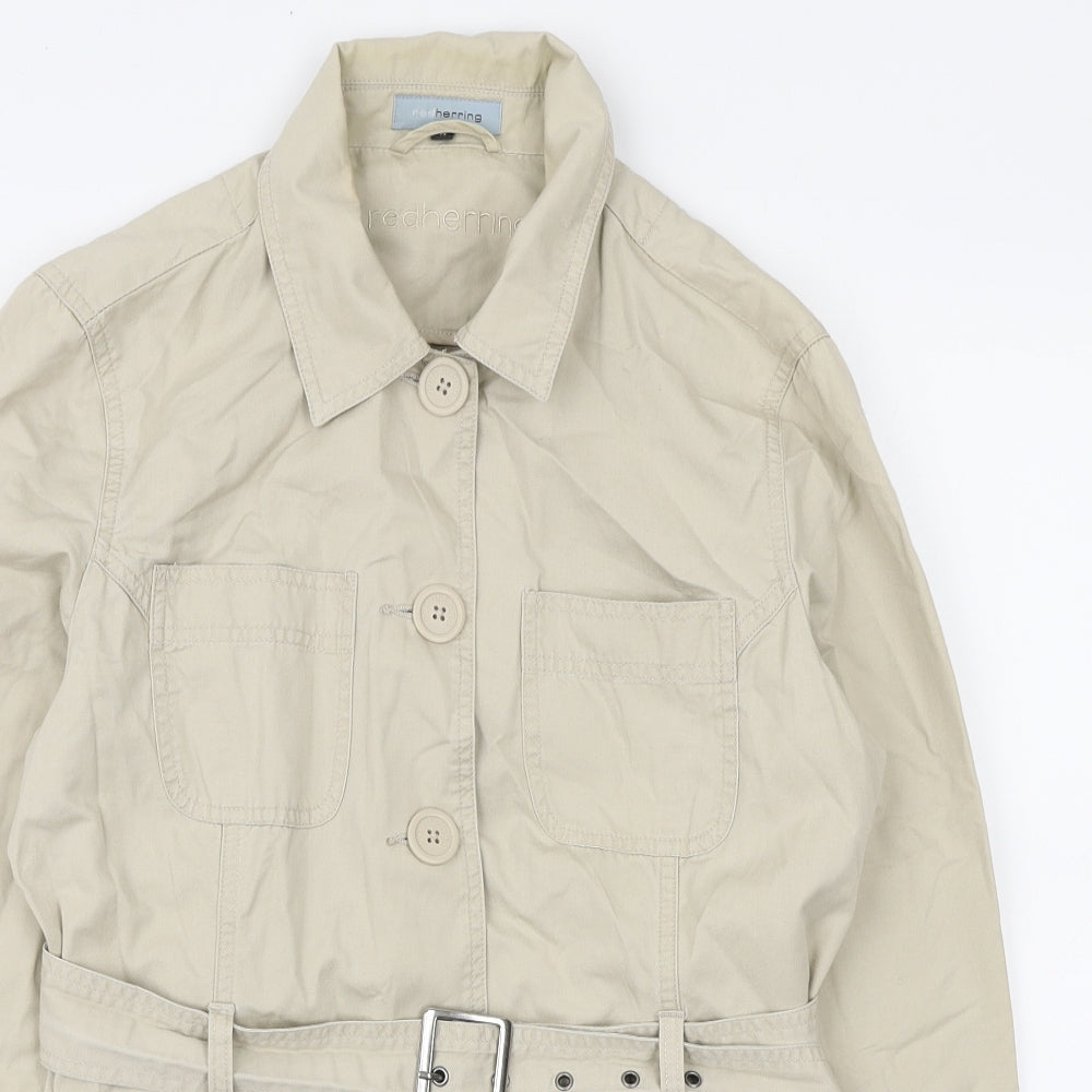 Debenhams Womens Beige Trench Coat Jacket Size 14 Button