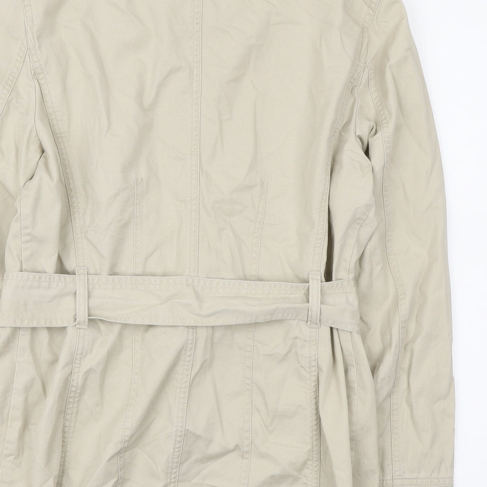 Debenhams Womens Beige Trench Coat Jacket Size 14 Button