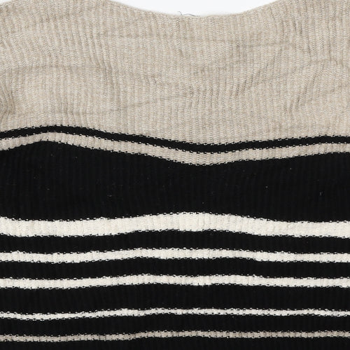 Papaya Womens Black Boat Neck Striped Acrylic Pullover Jumper Size M - Cold Shoulders