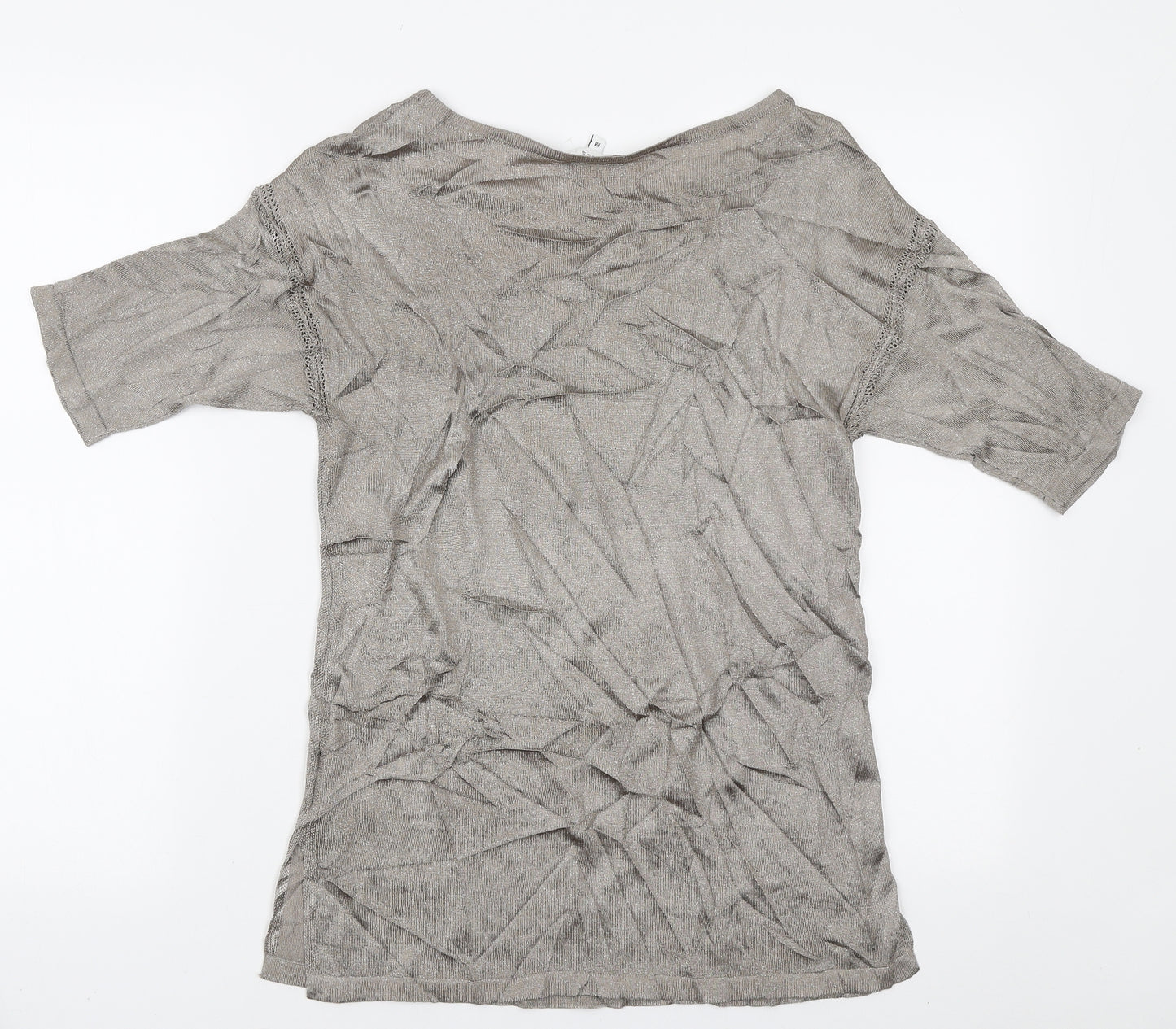 Reiss Womens Beige Viscose Basic T-Shirt Size M Round Neck