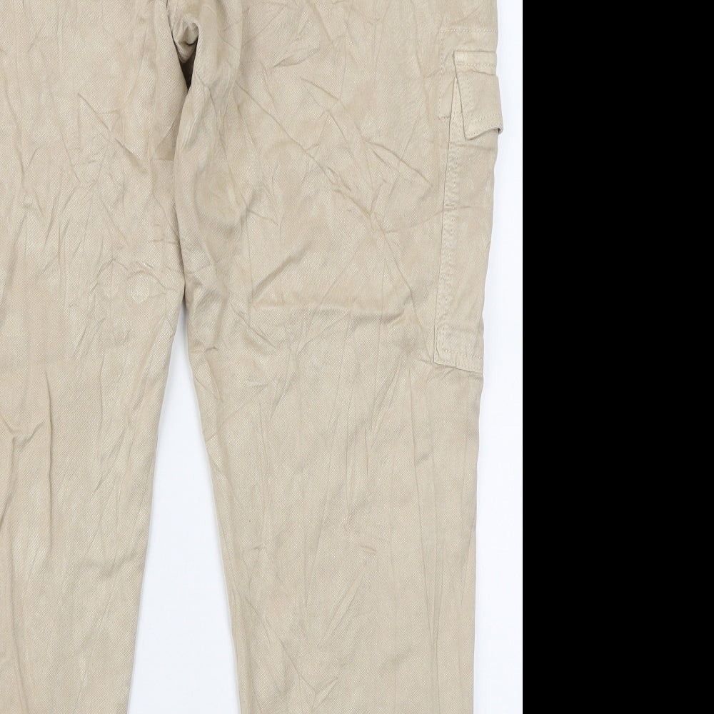 Marks and Spencer Womens Beige Modal Cargo Trousers Size 20 L26 in Regular Zip