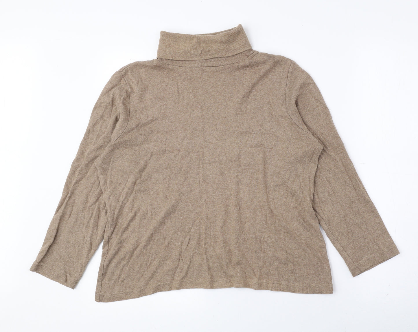 Emreco Womens Brown Roll Neck 100% Cotton Pullover Jumper Size 12