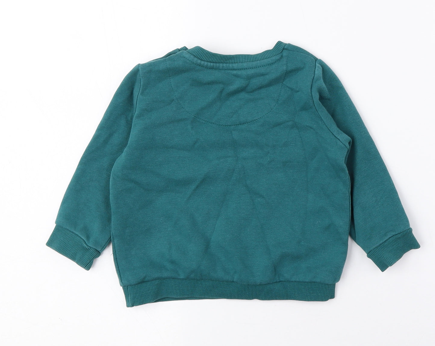 F&F Baby Green Cotton Pullover Jumper Size 6-9 Months Snap - Tiger
