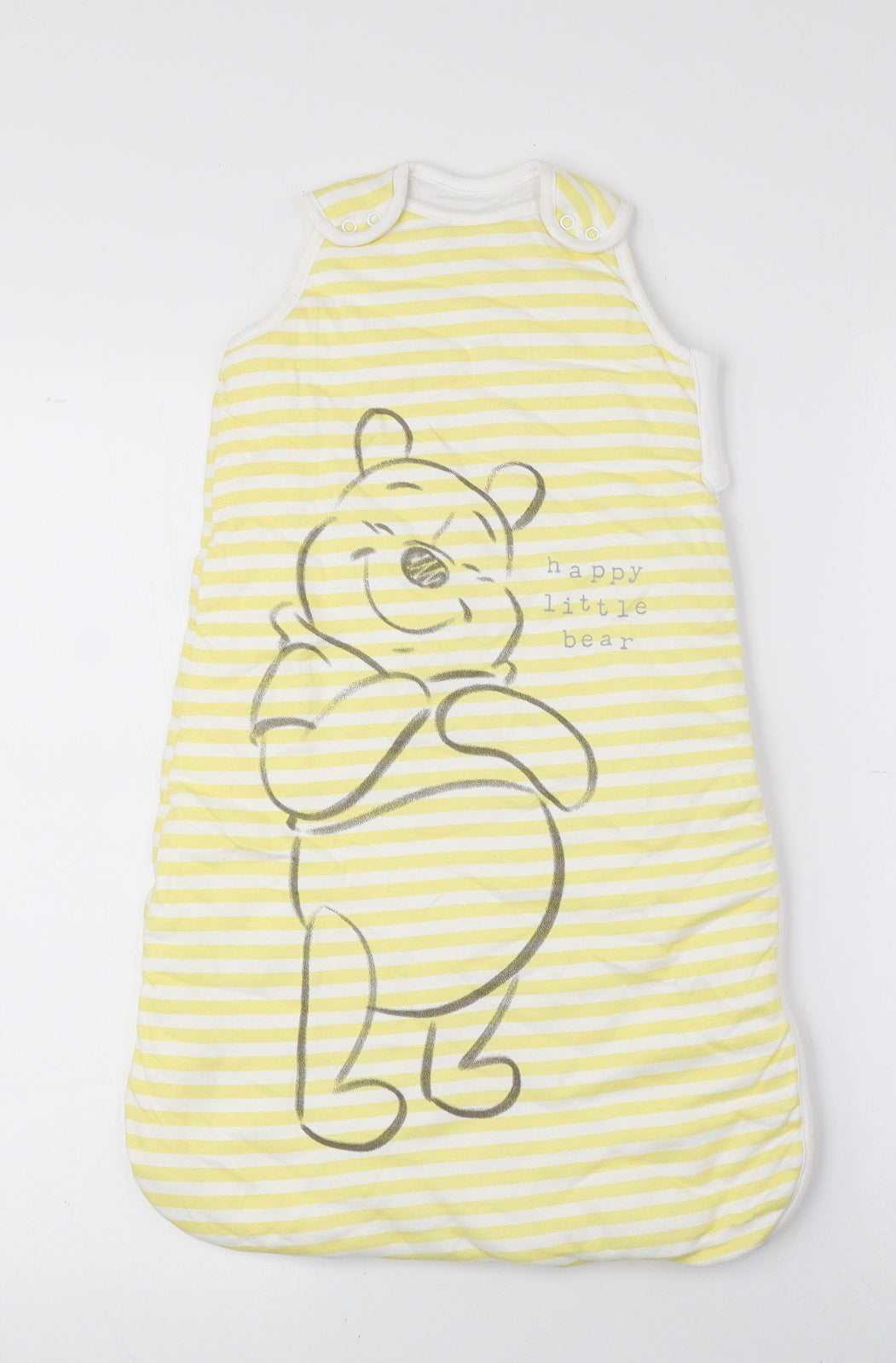 Disney Baby Yellow Striped Cotton Robe One Piece Size 0-3 Months Snap - Winnie The Pooh