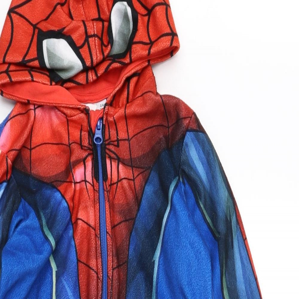 Marvel Boys Multicoloured Geometric 100% Polyester Nightshirt Size 3-4 Years Zip - Spiderman