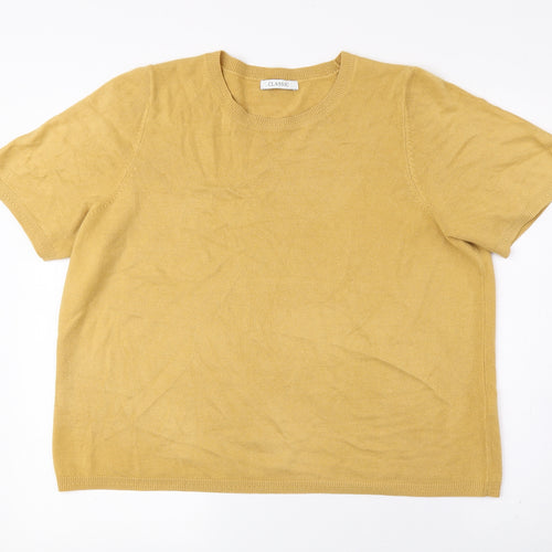 Classic Womens Yellow Acrylic Basic T-Shirt Size 18 Round Neck