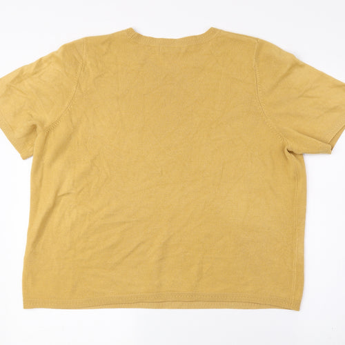 Classic Womens Yellow Acrylic Basic T-Shirt Size 18 Round Neck