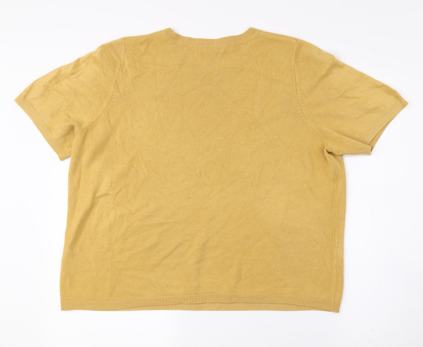 Classic Womens Yellow Acrylic Basic T-Shirt Size 18 Round Neck