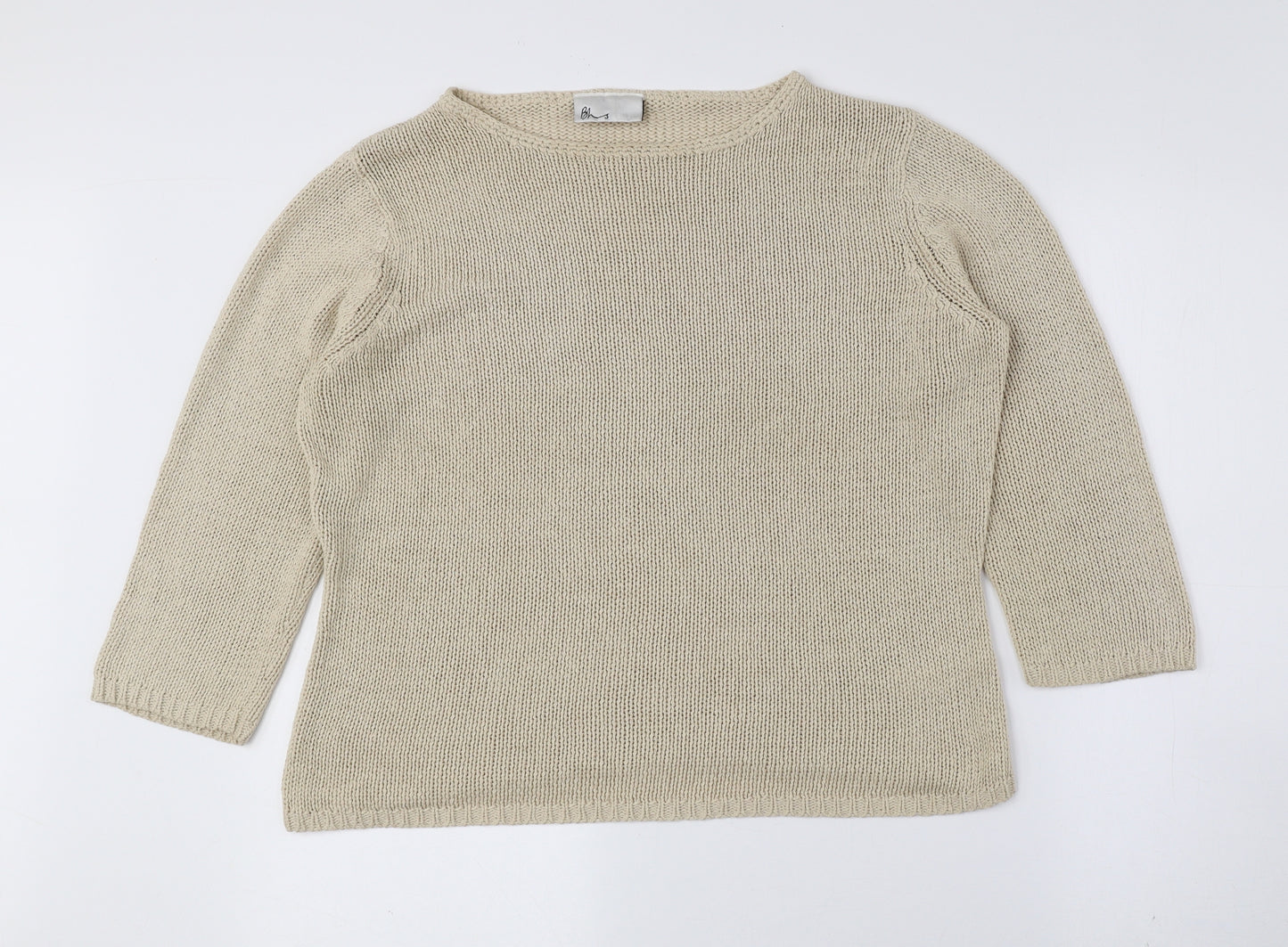 BHS Womens Beige Boat Neck Acrylic Pullover Jumper Size 16