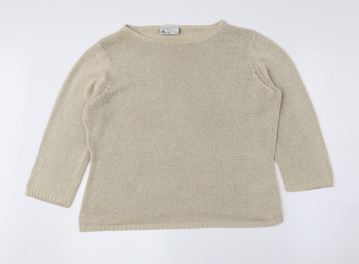 BHS Womens Beige Boat Neck Acrylic Pullover Jumper Size 16