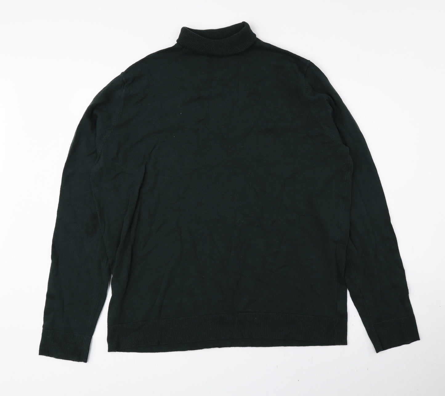 Primark Mens Green Roll Neck Cotton Pullover Jumper Size 2XL