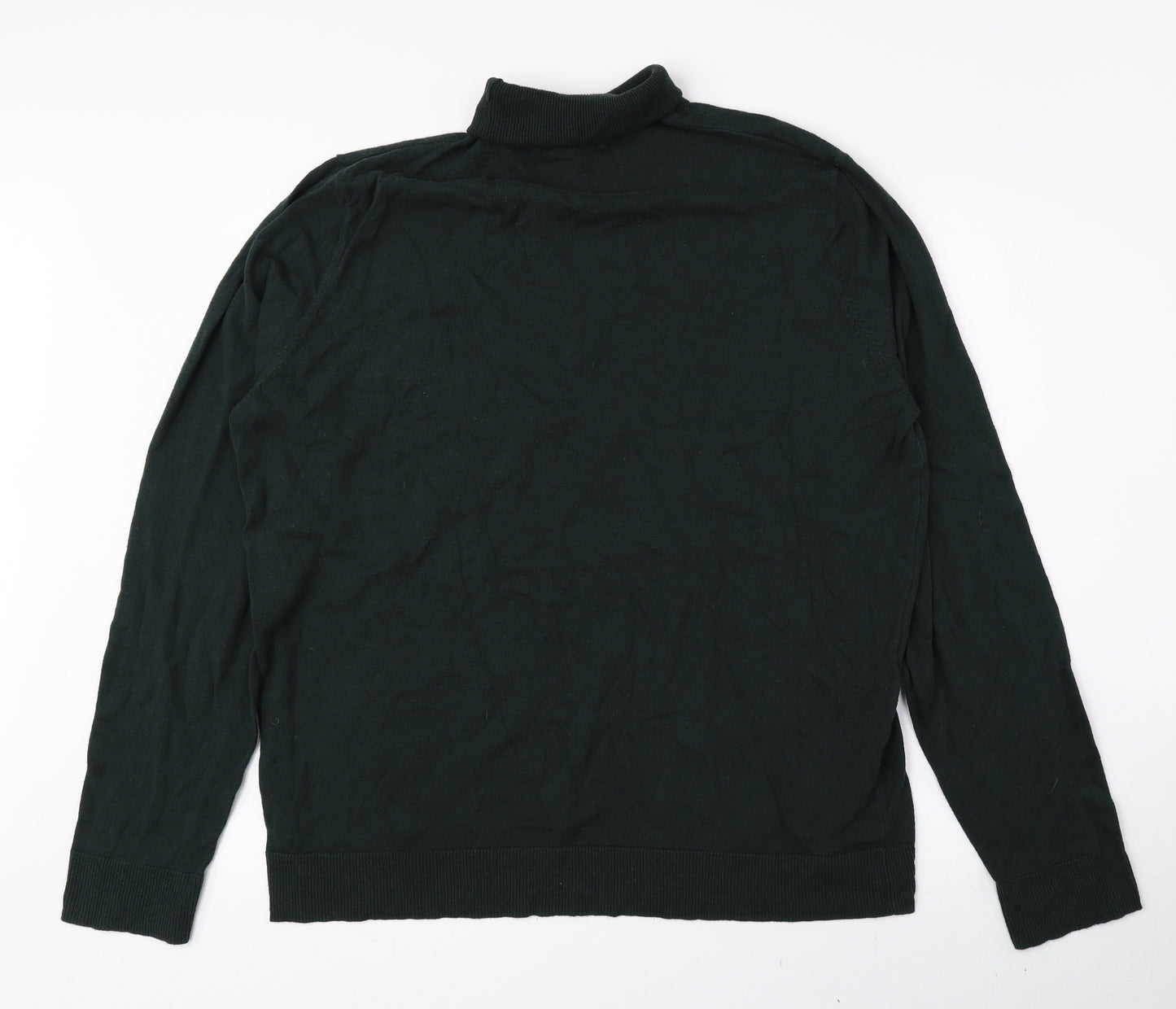 Primark Mens Green Roll Neck Cotton Pullover Jumper Size 2XL