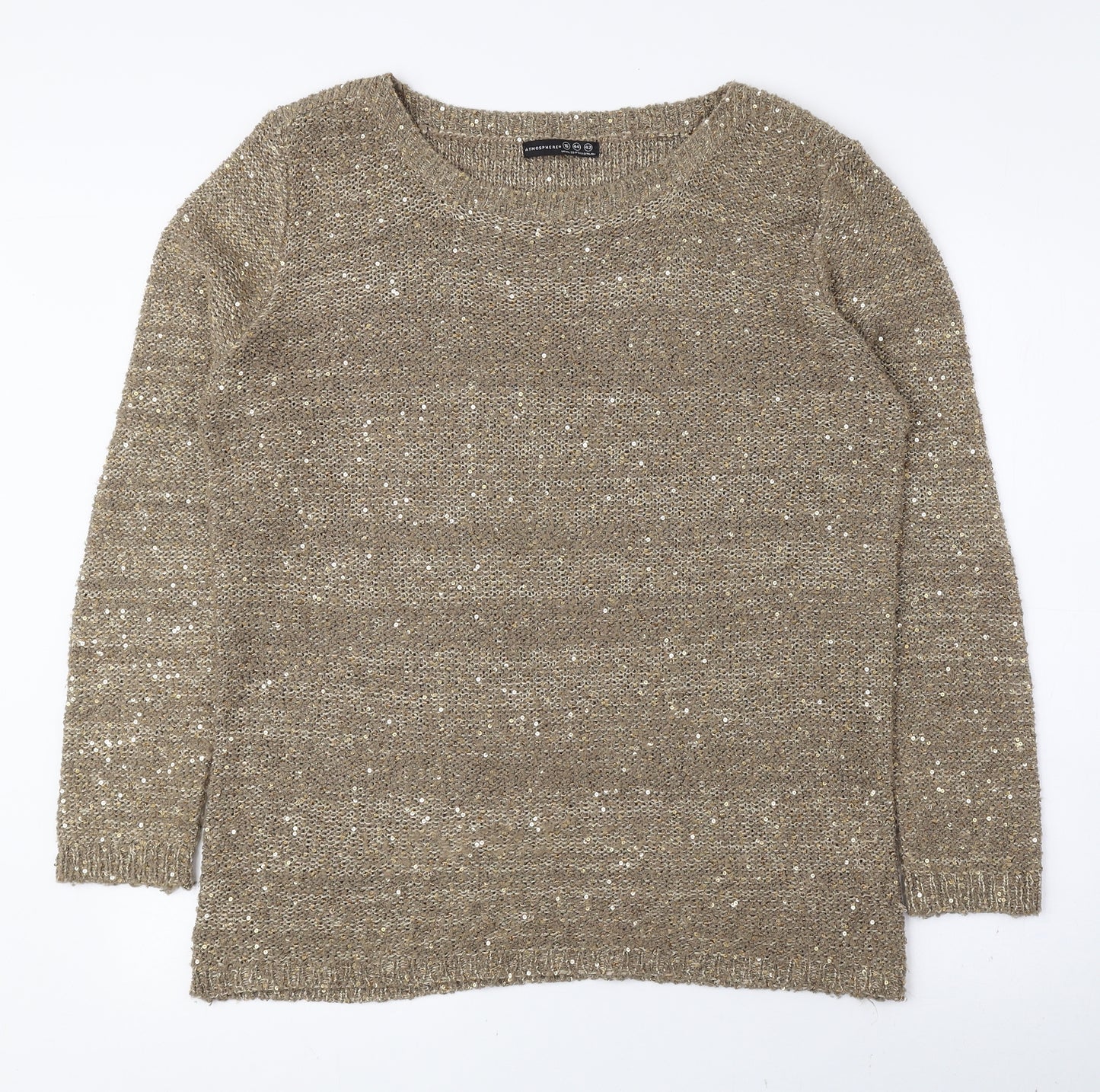 Atmosphere Womens Brown Boat Neck Acrylic Pullover Jumper Size 16