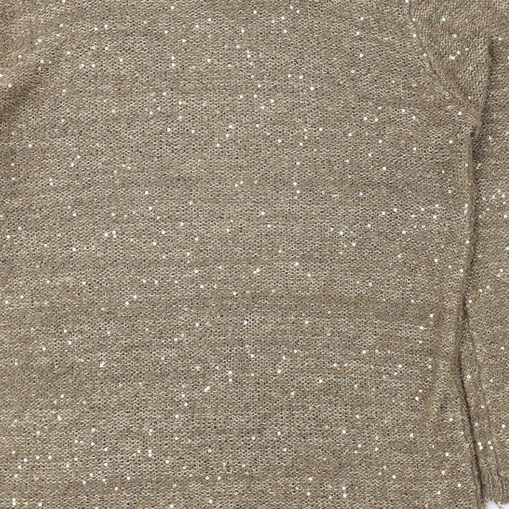 Atmosphere Womens Brown Boat Neck Acrylic Pullover Jumper Size 16