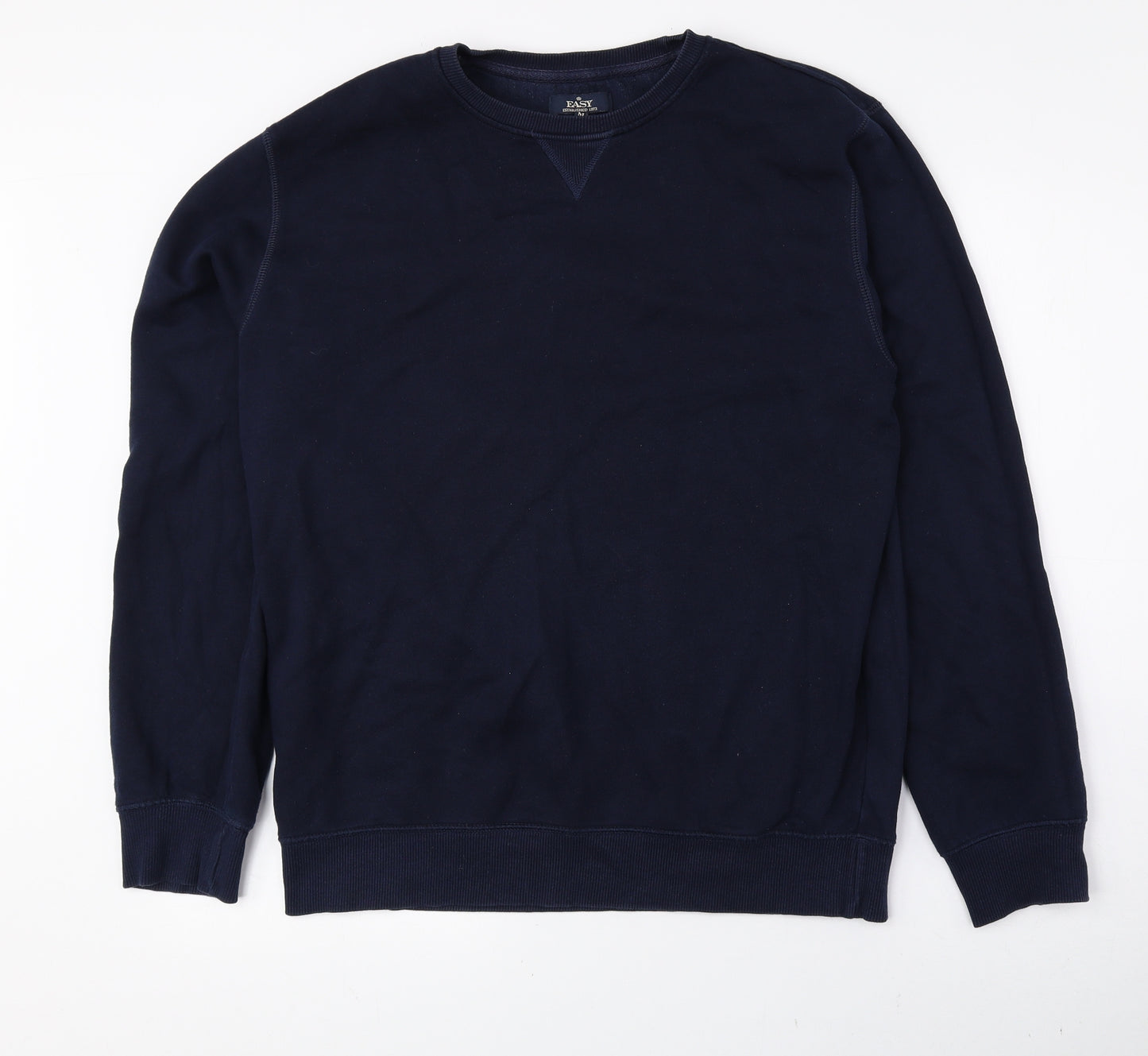 Easy Mens Blue Cotton Pullover Sweatshirt Size M