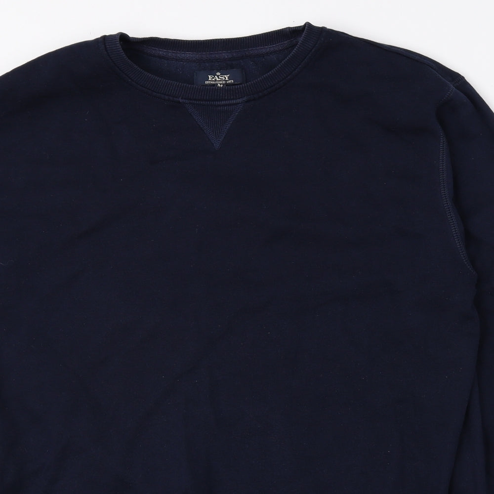 Easy Mens Blue Cotton Pullover Sweatshirt Size M