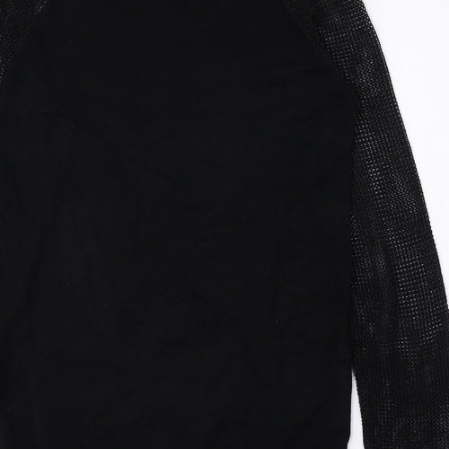 Les Petites Womens Black Viscose Basic T-Shirt Size M Scoop Neck - Net Sleeves