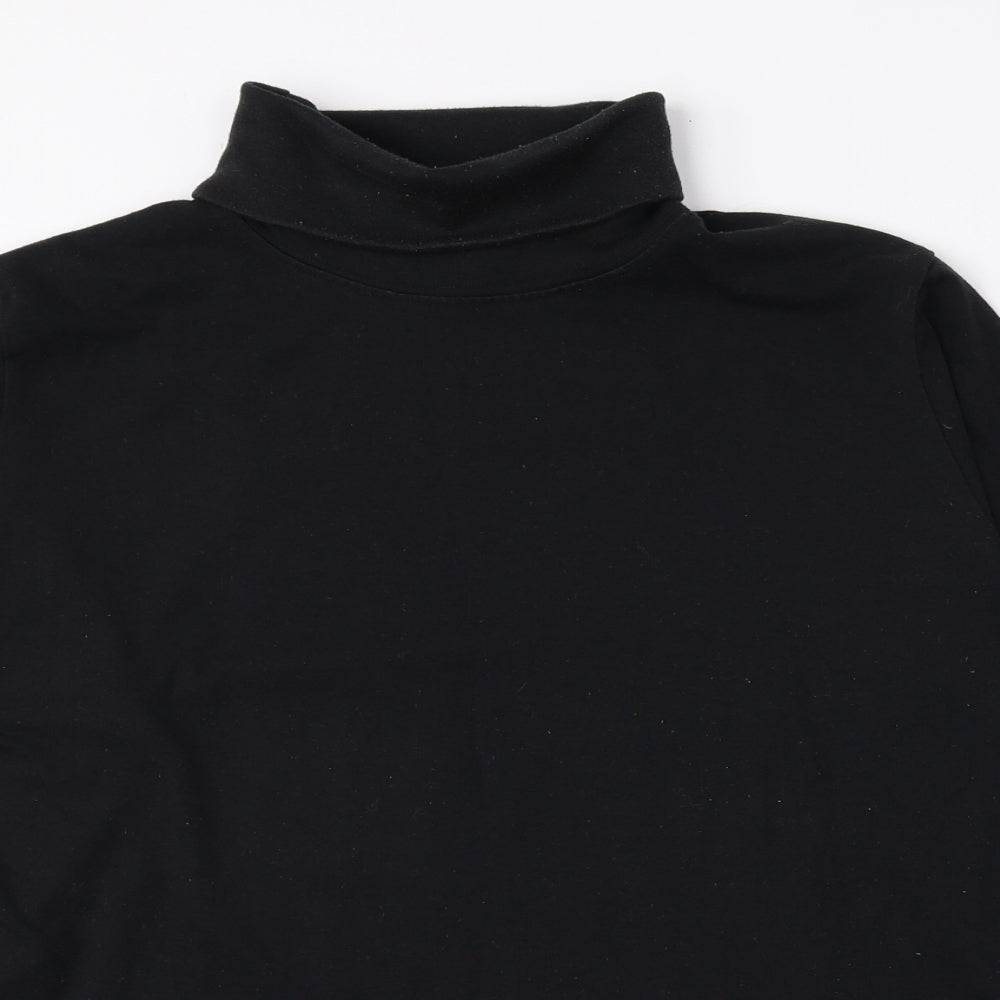 Crane Mens Black Roll Neck Polyester Pullover Jumper Size L
