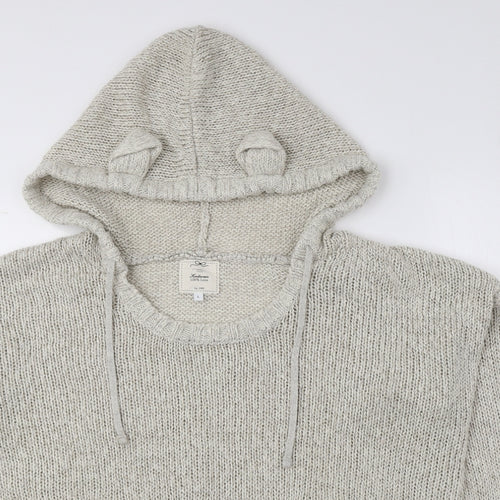 New Look Womens Ivory Acrylic Pullover Hoodie Size L Drawstring