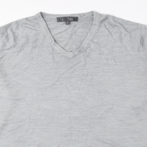 Marks and Spencer Mens Grey V-Neck Acrylic Pullover Jumper Size L