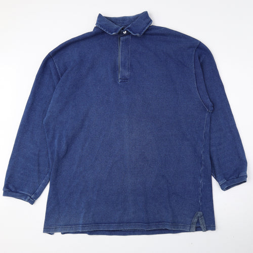 Salcombe Clothing Company Mens Blue 100% Cotton Polo Size XL Collared Button