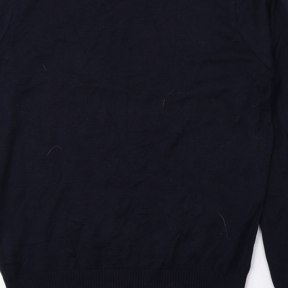 F&F Womens Blue Crew Neck Animal Print Cotton Pullover Jumper Size 14 - Cat