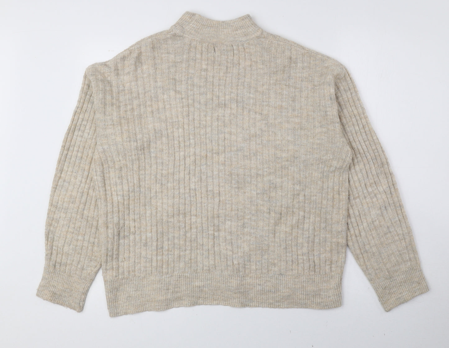 New Look Womens Beige Mock Neck Acrylic Pullover Jumper Size S