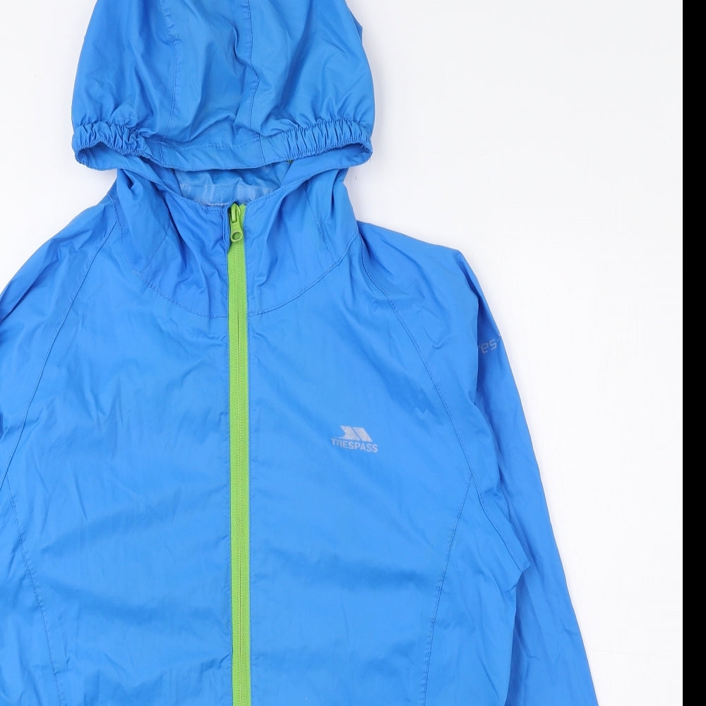 Trespass Girls Blue Rain Coat Coat Size 11-12 Years Zip