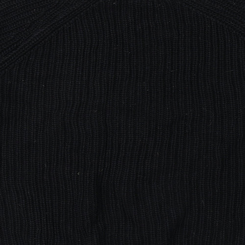 George Womens Black Mock Neck Cotton Pullover Jumper Size 12