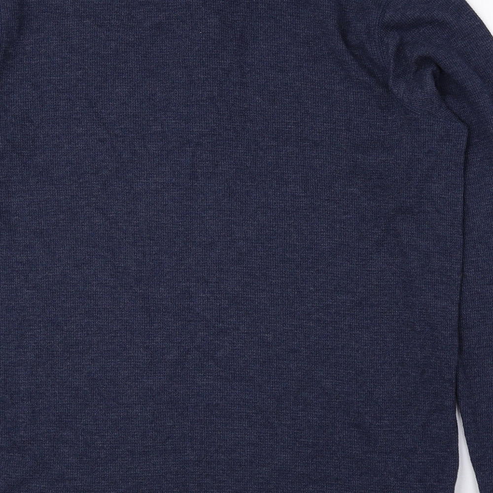 Avenue Mens Blue Crew Neck Cotton Pullover Jumper Size L