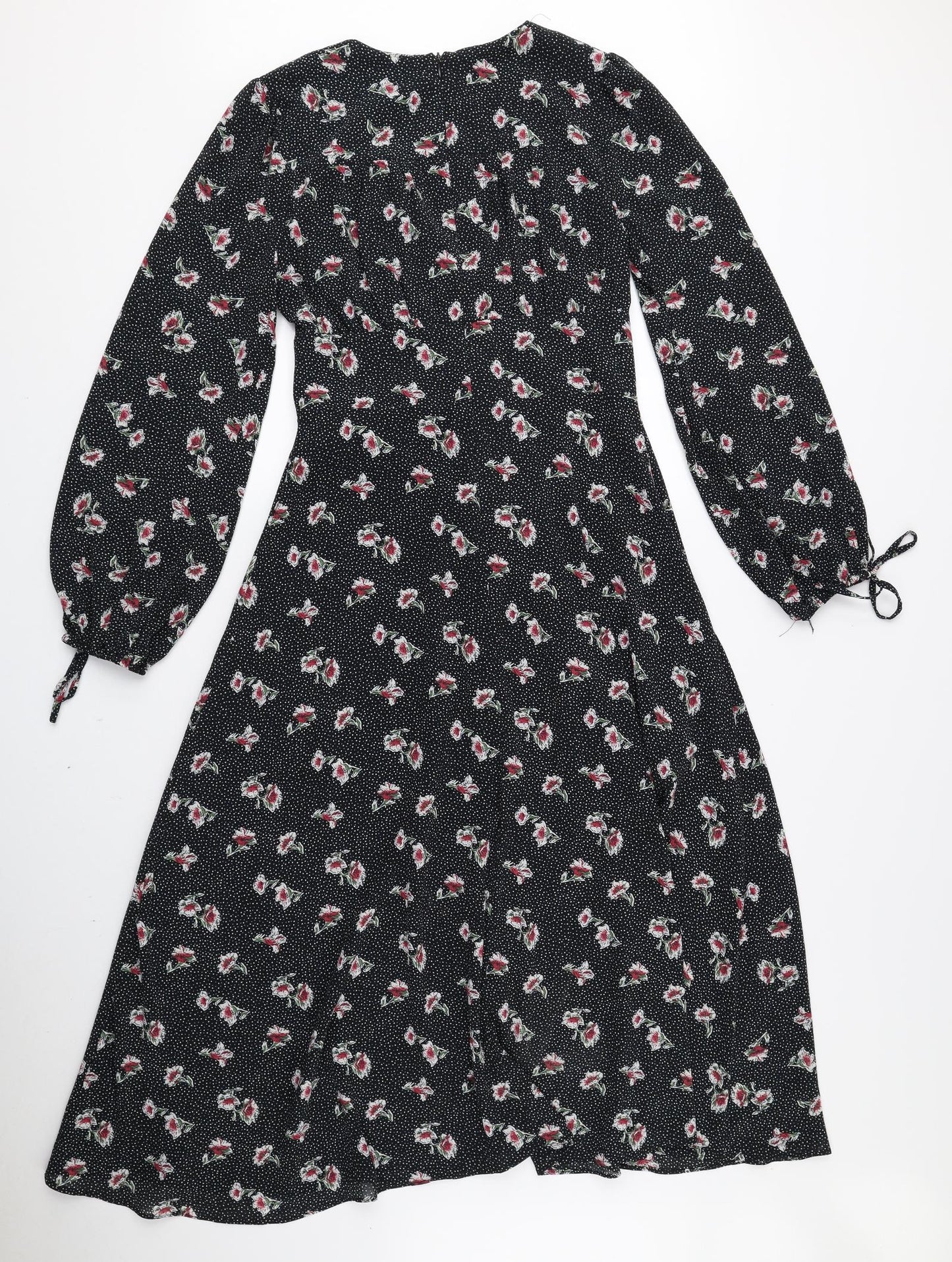 New Look Womens Multicoloured Floral Polyester Fit & Flare Size 8 V-Neck Zip